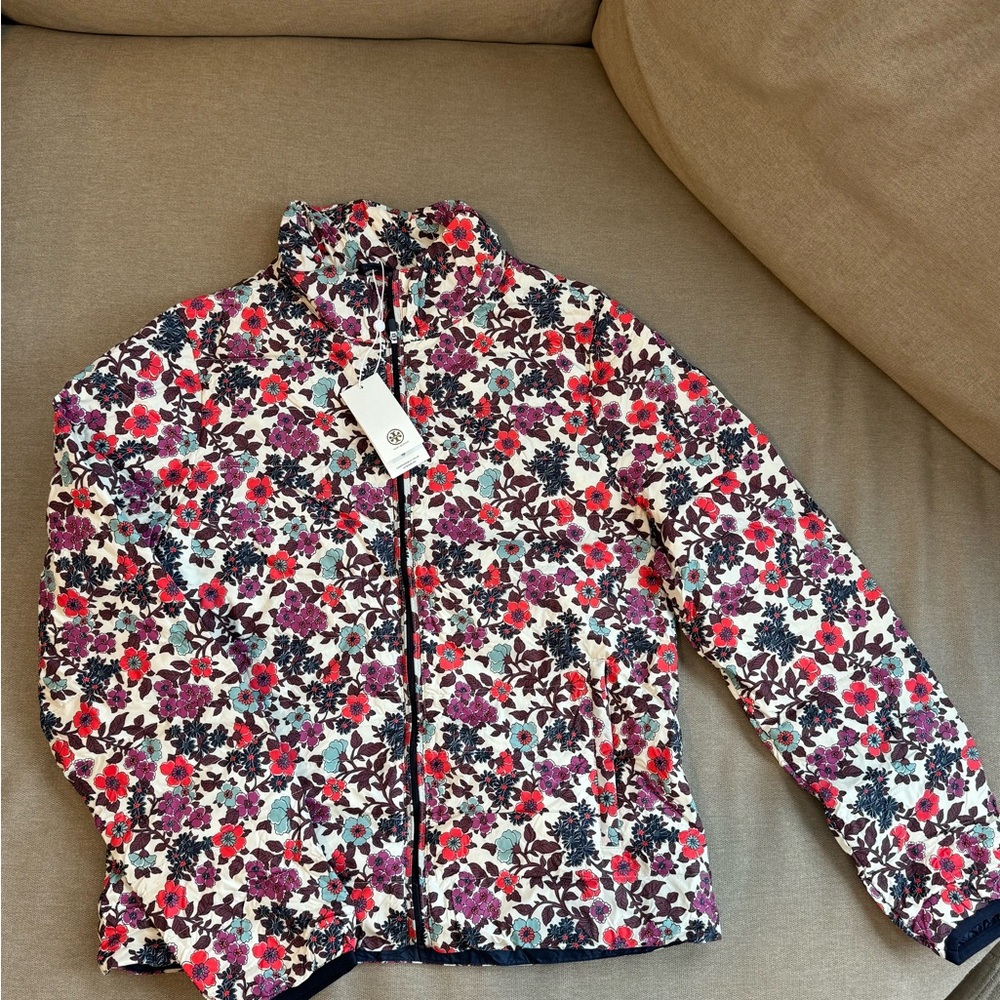 Tory Burch PRINTED PACKABLE DOWN QUILTED JACKET